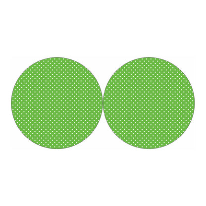 Lime Green And White Polka Dot Print Car Coasters