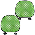 Lime Green And White Polka Dot Print Car Headrest Covers