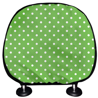 Lime Green And White Polka Dot Print Car Headrest Covers
