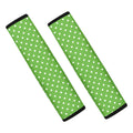 Lime Green And White Polka Dot Print Car Seat Belt Covers