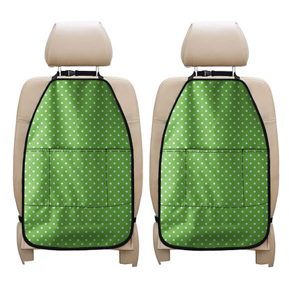 Lime Green And White Polka Dot Print Car Seat Organizers