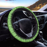Lime Green And White Polka Dot Print Car Steering Wheel Cover