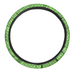Lime Green And White Polka Dot Print Car Steering Wheel Cover