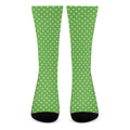 Lime Green And White Polka Dot Print Crew Socks