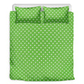 Lime Green And White Polka Dot Print Duvet Cover Bedding Set