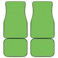 Lime Green And White Polka Dot Print Front and Back Car Floor Mats