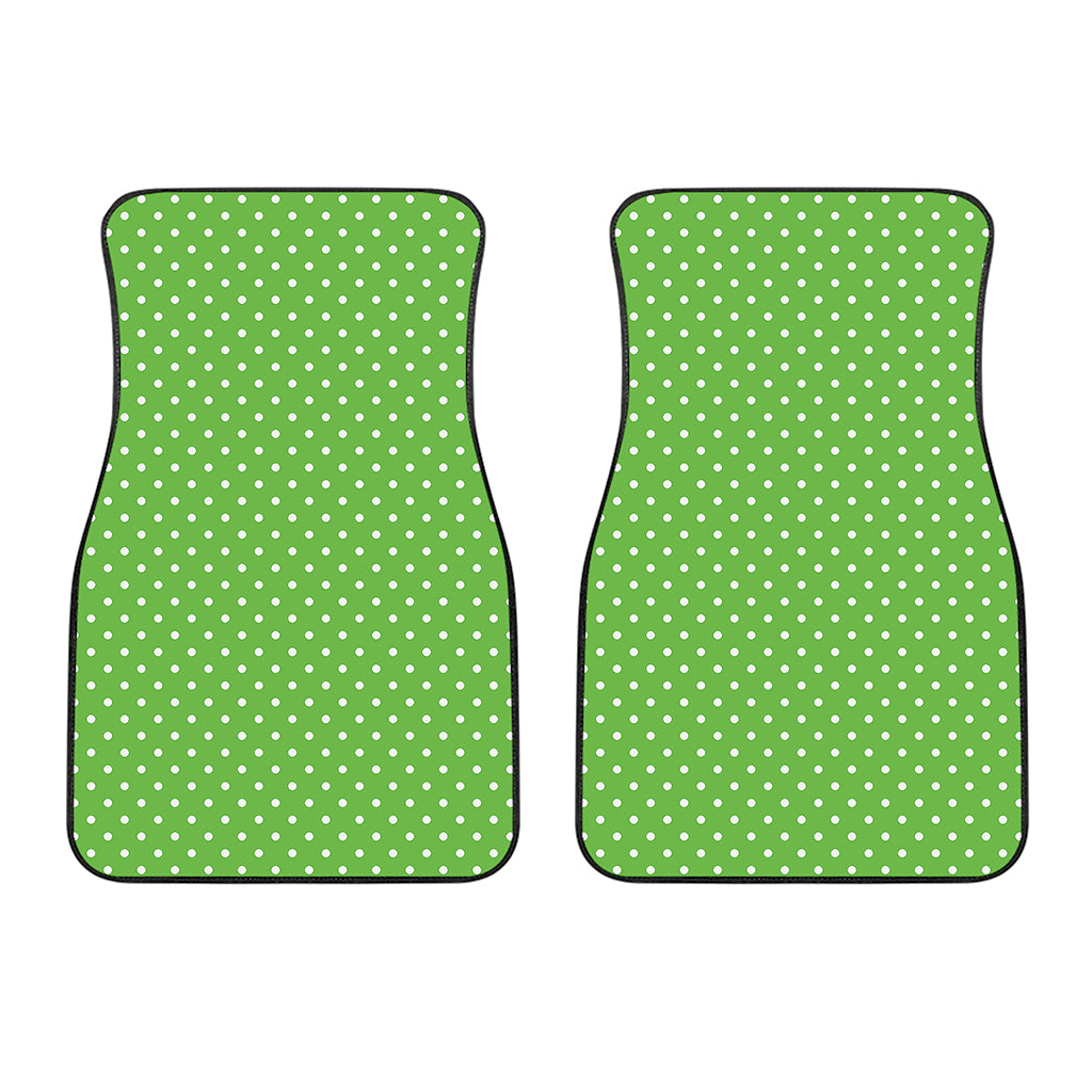 Lime Green And White Polka Dot Print Front Car Floor Mats