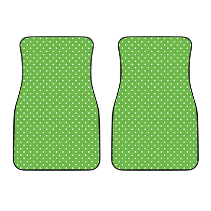 Lime Green And White Polka Dot Print Front Car Floor Mats