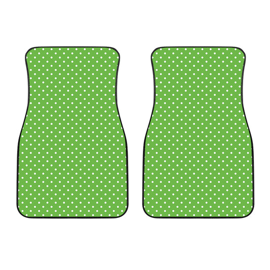 Lime Green And White Polka Dot Print Front Car Floor Mats