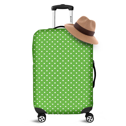 Lime Green And White Polka Dot Print Luggage Cover