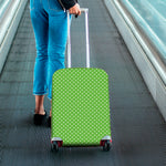 Lime Green And White Polka Dot Print Luggage Cover