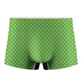 Lime Green And White Polka Dot Print Men's Boxer Briefs