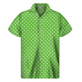 Lime Green And White Polka Dot Print Men's Short Sleeve Shirt