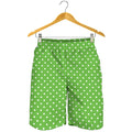 Lime Green And White Polka Dot Print Men's Shorts