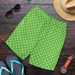 Lime Green And White Polka Dot Print Men's Shorts
