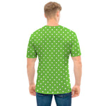 Lime Green And White Polka Dot Print Men's T-Shirt