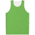 Lime Green And White Polka Dot Print Men's Tank Top