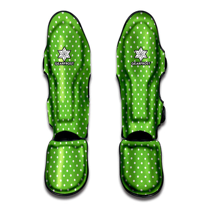 Lime Green And White Polka Dot Print Muay Thai Shin Guard