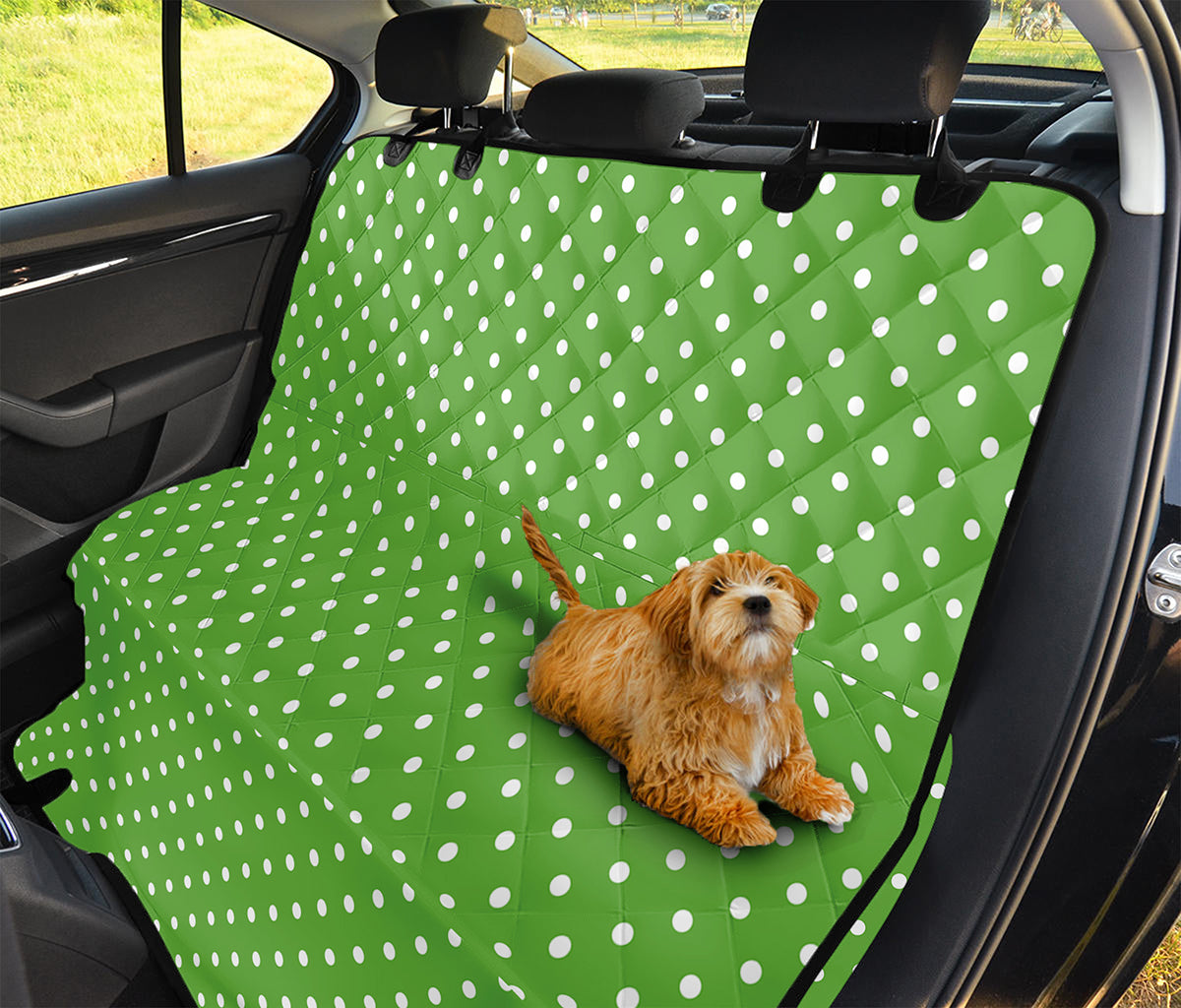 Lime Green And White Polka Dot Print Pet Car Back Seat Cover