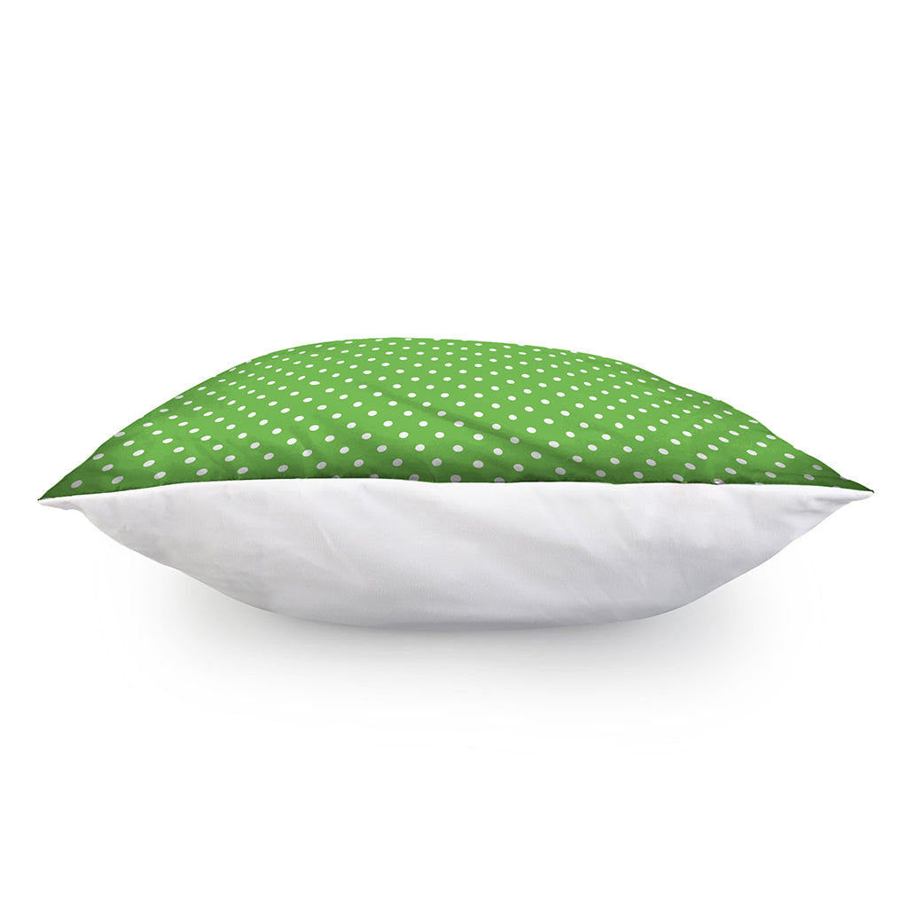 Lime Green And White Polka Dot Print Pillow Cover