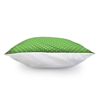Lime Green And White Polka Dot Print Pillow Cover