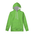 Lime Green And White Polka Dot Print Pullover Hoodie