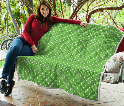 Lime Green And White Polka Dot Print Quilt