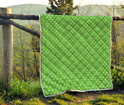 Lime Green And White Polka Dot Print Quilt