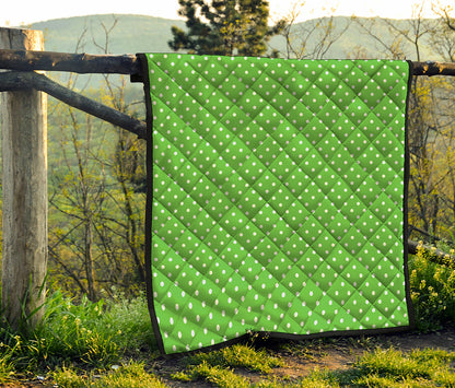 Lime Green And White Polka Dot Print Quilt