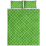 Lime Green And White Polka Dot Print Quilt Bed Set
