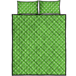 Lime Green And White Polka Dot Print Quilt Bed Set