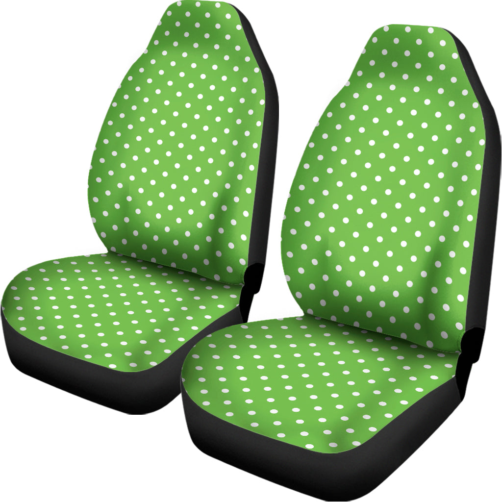Lime Green And White Polka Dot Print Universal Fit Car Seat Covers
