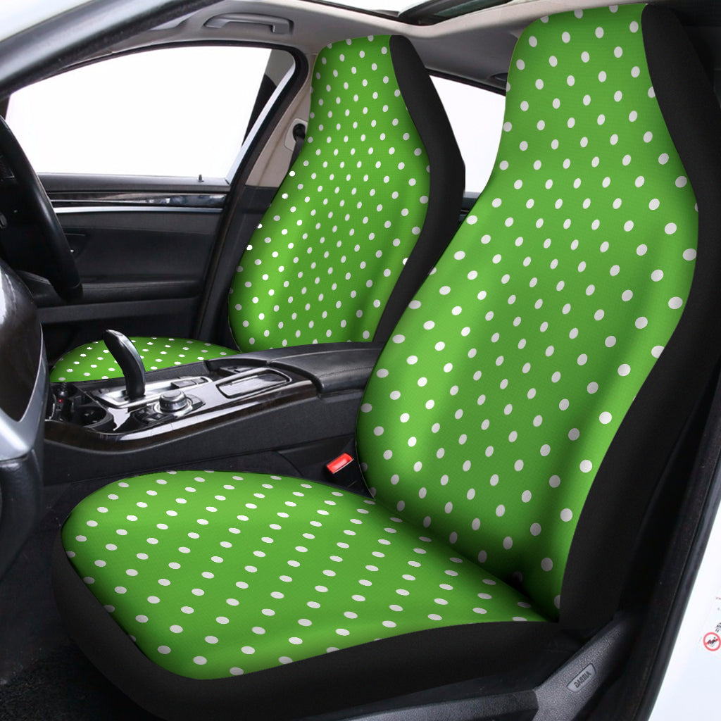 Lime Green And White Polka Dot Print Universal Fit Car Seat Covers