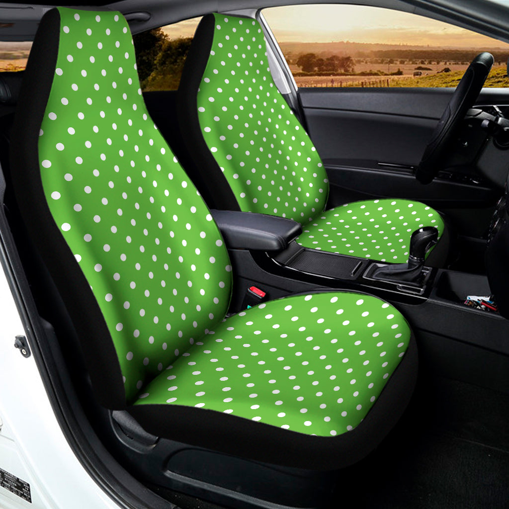 Lime Green And White Polka Dot Print Universal Fit Car Seat Covers