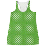 Lime Green And White Polka Dot Print Women's Racerback Tank Top