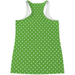 Lime Green And White Polka Dot Print Women's Racerback Tank Top