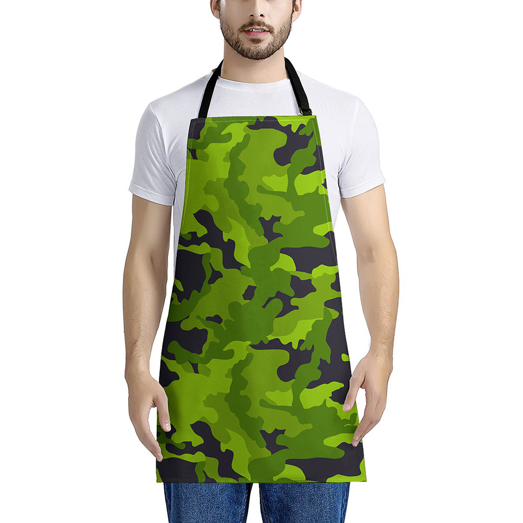 Lime Green Camouflage Print Apron