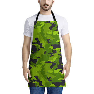 Lime Green Camouflage Print Apron