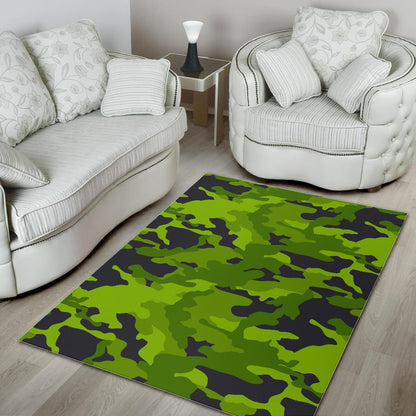 Lime Green Camouflage Print Area Rug GearFrost