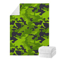 Lime Green Camouflage Print Blanket