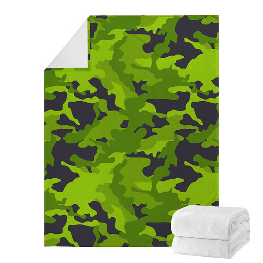 Lime Green Camouflage Print Blanket