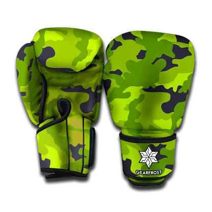 Lime Green Camouflage Print Boxing Gloves