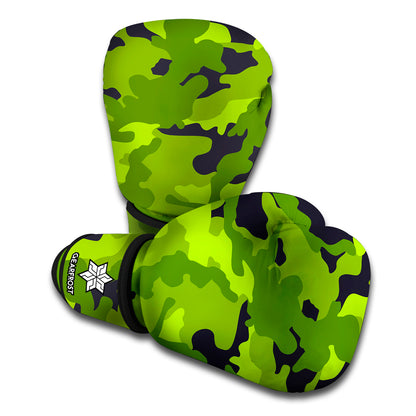 Lime Green Camouflage Print Boxing Gloves