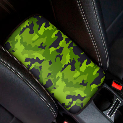 Lime Green Camouflage Print Car Center Console Cover