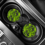 Lime Green Camouflage Print Car Coasters