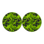 Lime Green Camouflage Print Car Coasters