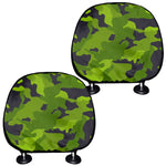 Lime Green Camouflage Print Car Headrest Covers