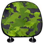 Lime Green Camouflage Print Car Headrest Covers