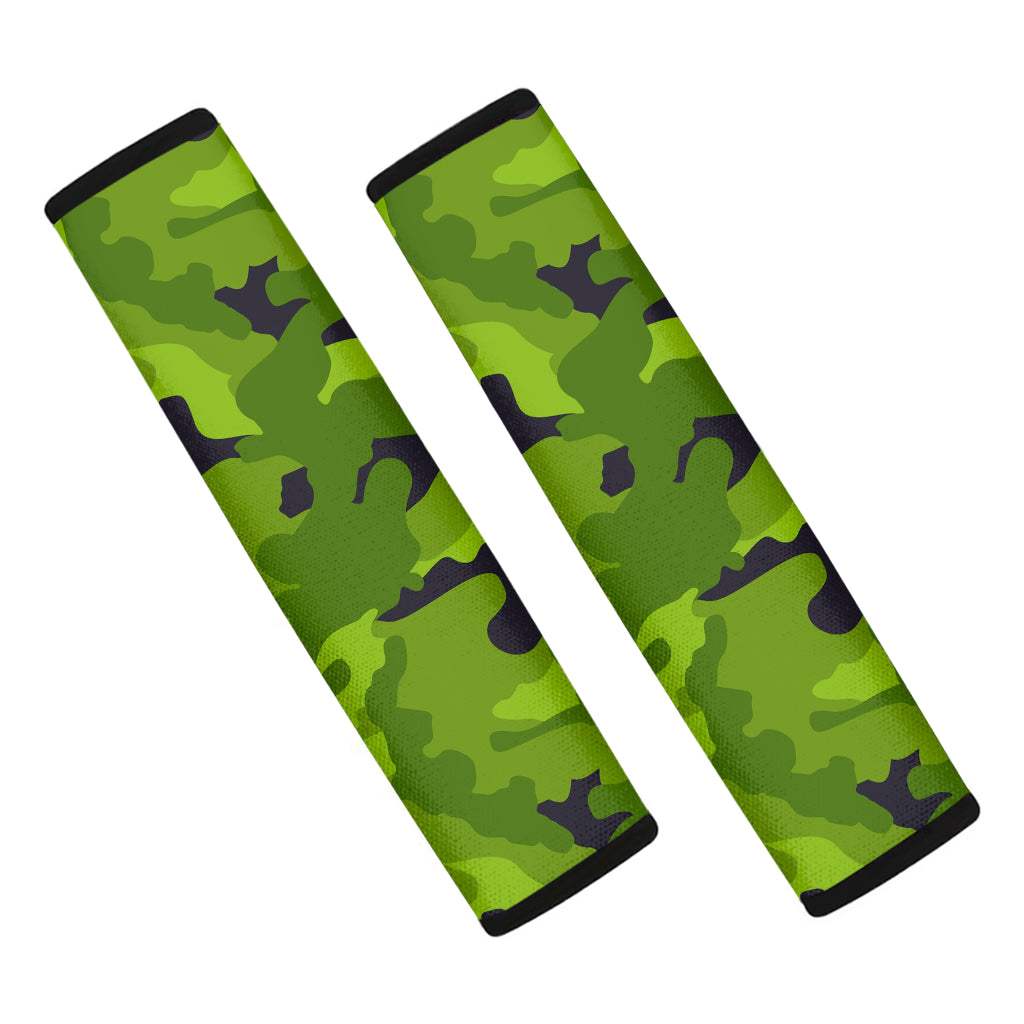 Lime Green Camouflage Print Car Seat Belt Covers