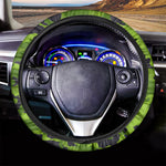 Lime Green Camouflage Print Car Steering Wheel Cover